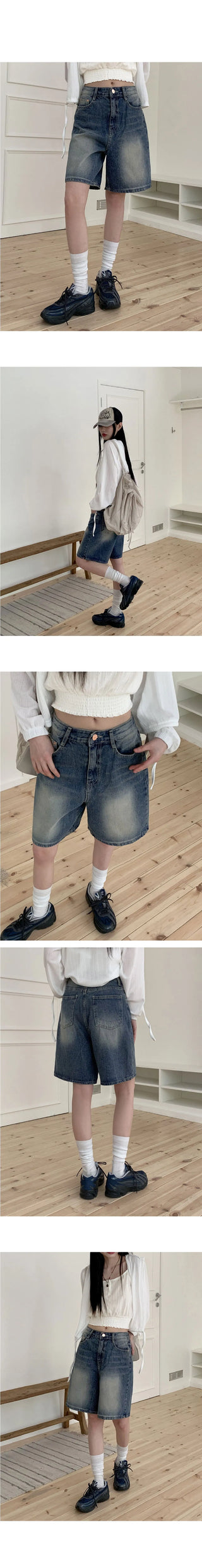 Comcho point Faded 4 part Bermuda denim short pants