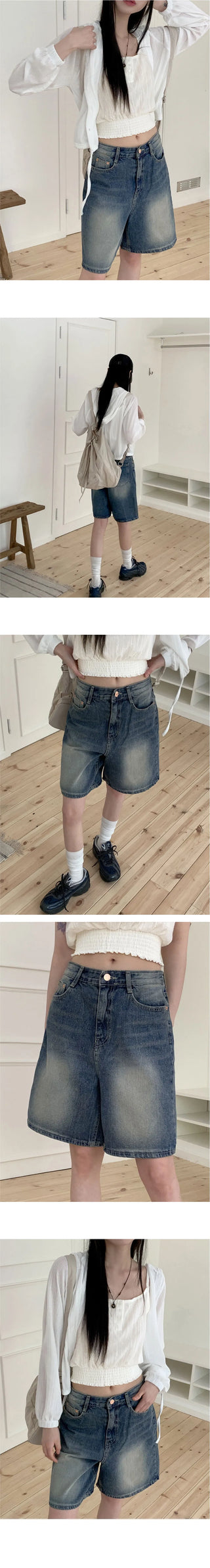 Comcho point Faded 4 part Bermuda denim short pants