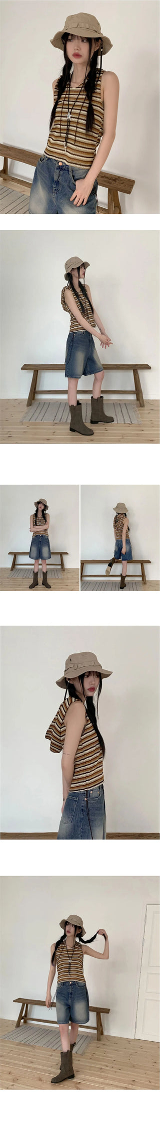Comcho point Faded 4 part Bermuda denim short pants