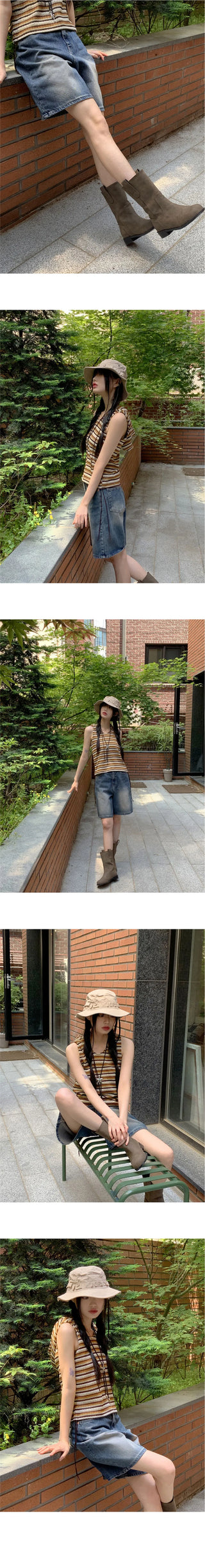 Comcho point Faded 4 part Bermuda denim short pants
