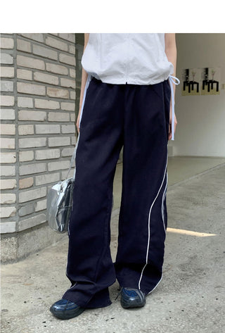 Marinet Nylon Color Piping Long Wide Jjuri Training Pants