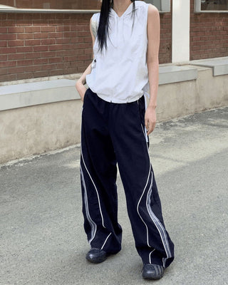 Marinet Nylon Color Piping Long Wide Jjuri Training Pants