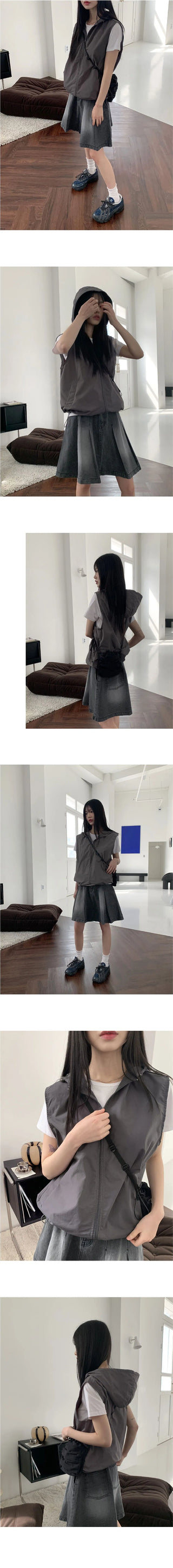 Wrapped String Hooded Nylon Vest