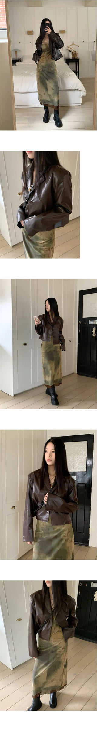 Smudging See-through Printing Layered Sleeveless Long Dress