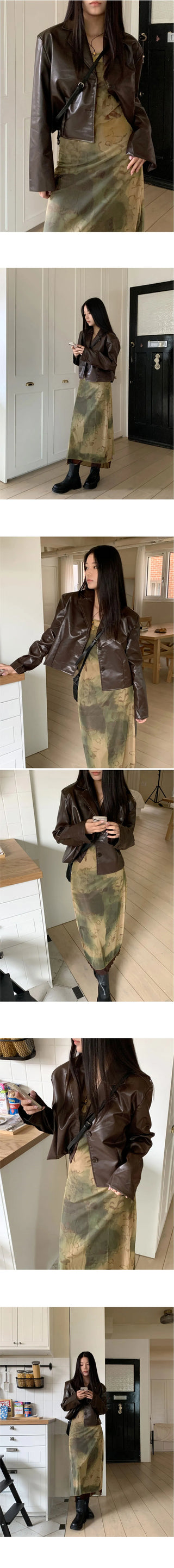 Smudging See-through Printing Layered Sleeveless Long Dress
