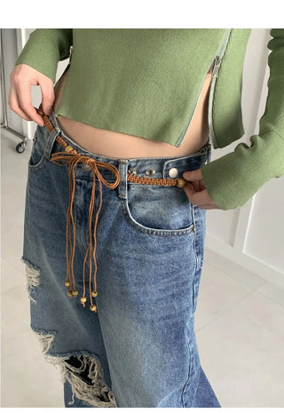 Lotte vintage bohemian hippie beaded thong belt