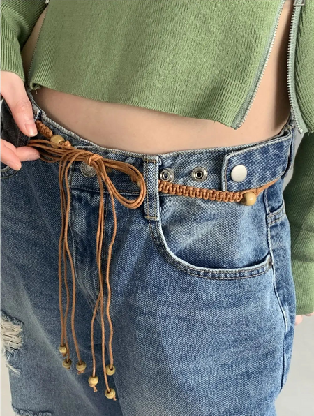 Lotte vintage bohemian hippie beaded thong belt