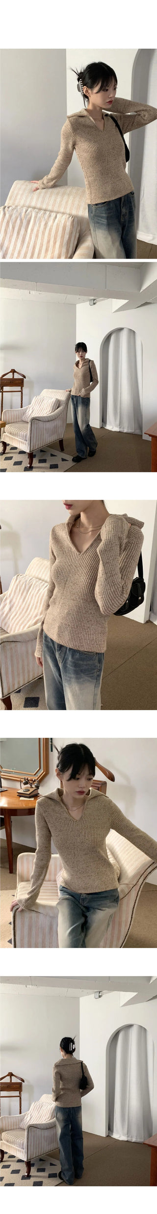 Celta Ribbed Collar Knitwear