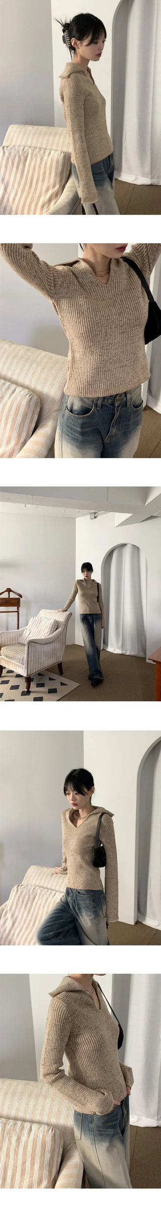 Celta Ribbed Collar Knitwear