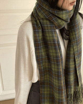 Matena Green Check Scarf Shawl