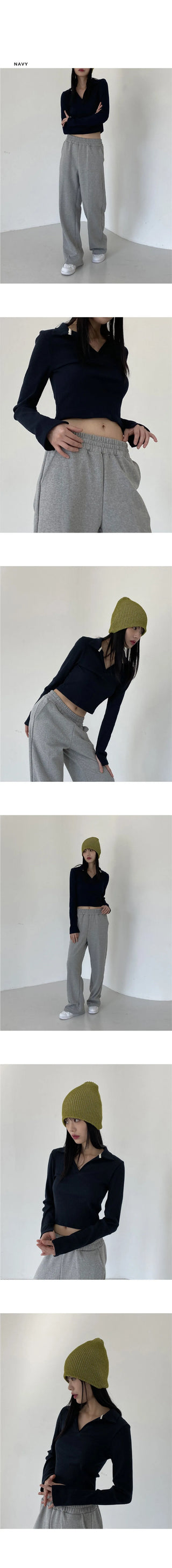 Dyna V- V-Neck collar cropped T-shirt