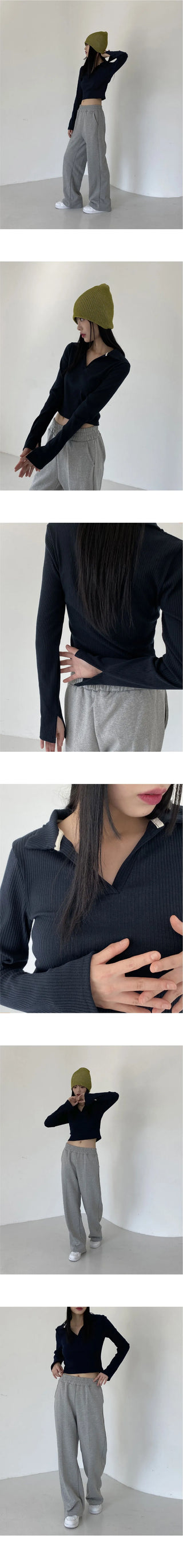 Dyna V- V-Neck collar cropped T-shirt