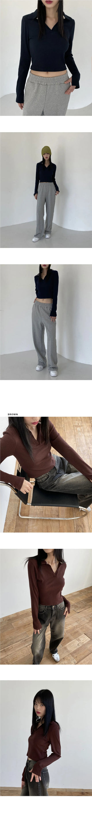 Dyna V- V-Neck collar cropped T-shirt