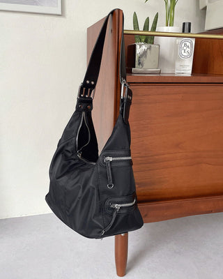 Beanie Nylon Zipper Two-Way Shoulder Bag Crossbody Bag