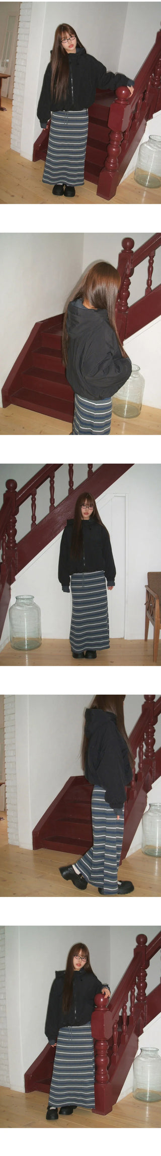 Nua Check Hood Overfit Quilted Padding