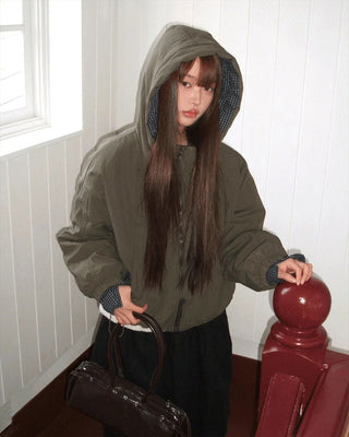 Nua Check Hood Overfit Quilted Padding