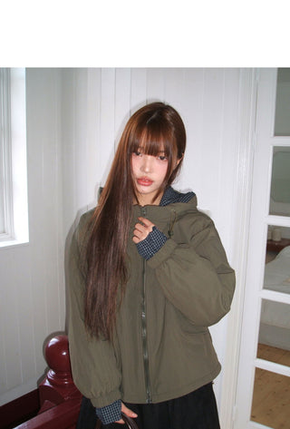 Nua Check Hood Overfit Quilted Padding