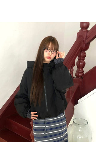 Nua Check Hood Overfit Quilted Padding