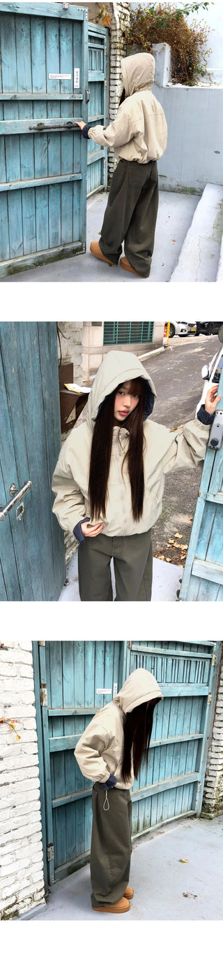 Nua Check Hood Overfit Quilted Padding