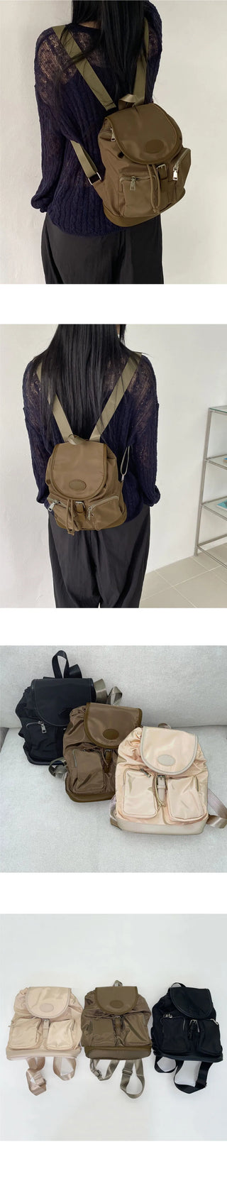 Lauren Nylon String Pocket Buckle Mini Backpack