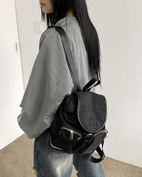 Lauren Nylon String Pocket Buckle Mini Backpack