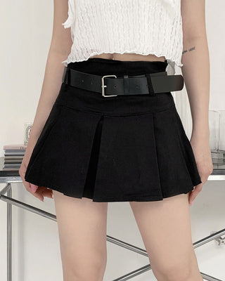 Eighty low-rise pleated cotton mini skirt