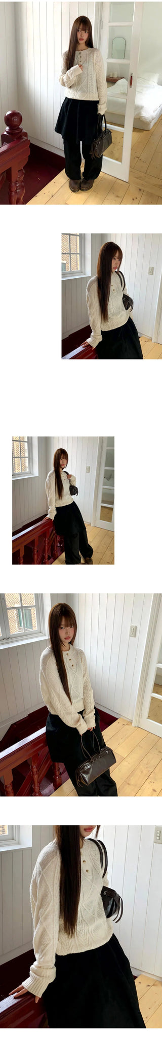 Deha Twisted Henley Neck Button Long Sleeve Knitwear