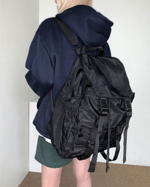 Merlot String Buckle Pocket Big Backpack