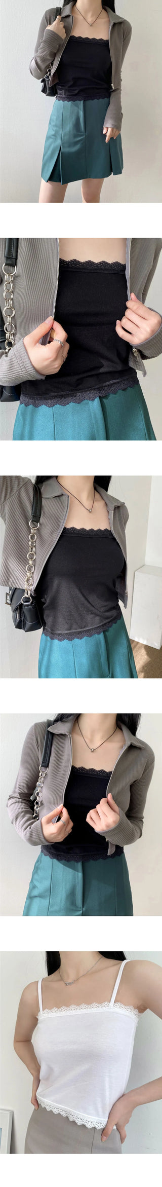 Murch Lace Crop Layered Thong Sleeveless