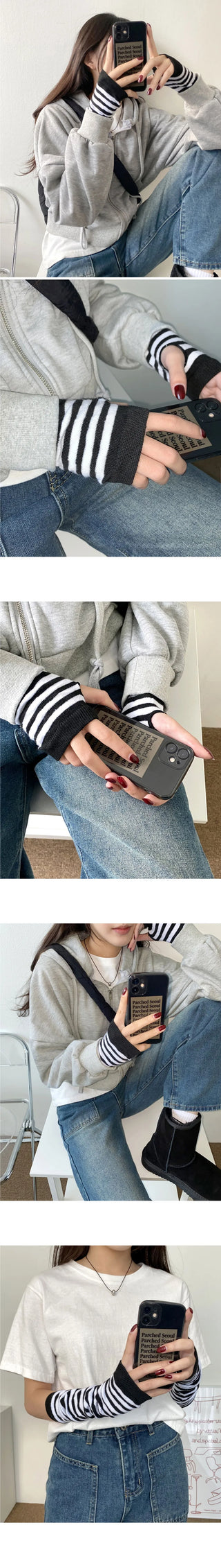 Sasha Stripe Long Hand Warmer