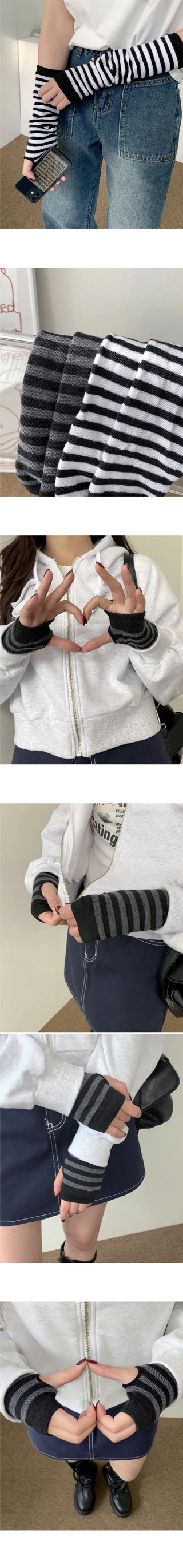 Sasha Stripe Long Hand Warmer