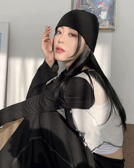 Ribbed short beanie
