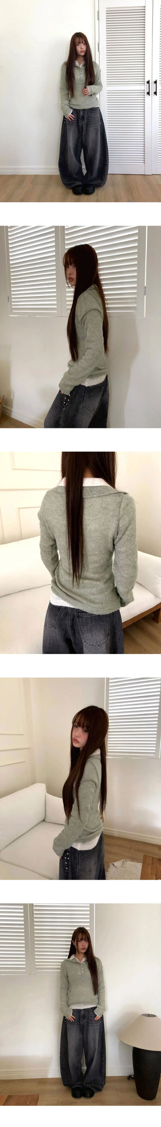 Bekil Henley Neck Collar Wool Long Sleeve Knitwear