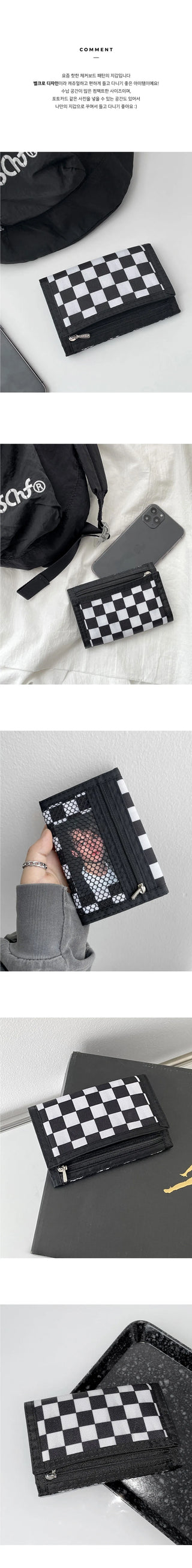 ticker checkerboard velcro wallet