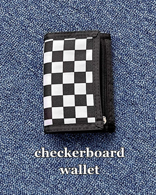 ticker checkerboard velcro wallet