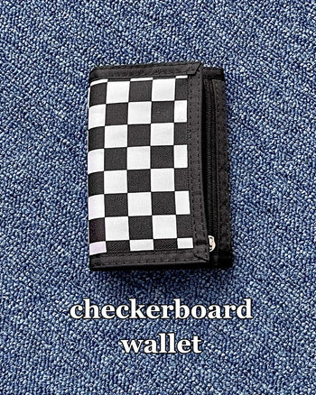 ticker checkerboard velcro wallet