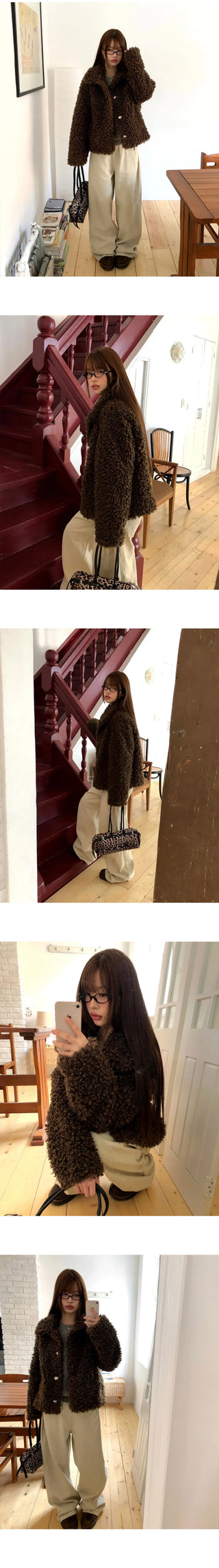 Piru Half Poodle Poggle Fur Coat Jacket