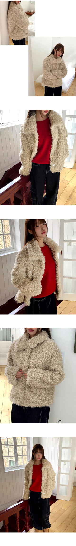 Piru Half Poodle Poggle Fur Coat Jacket