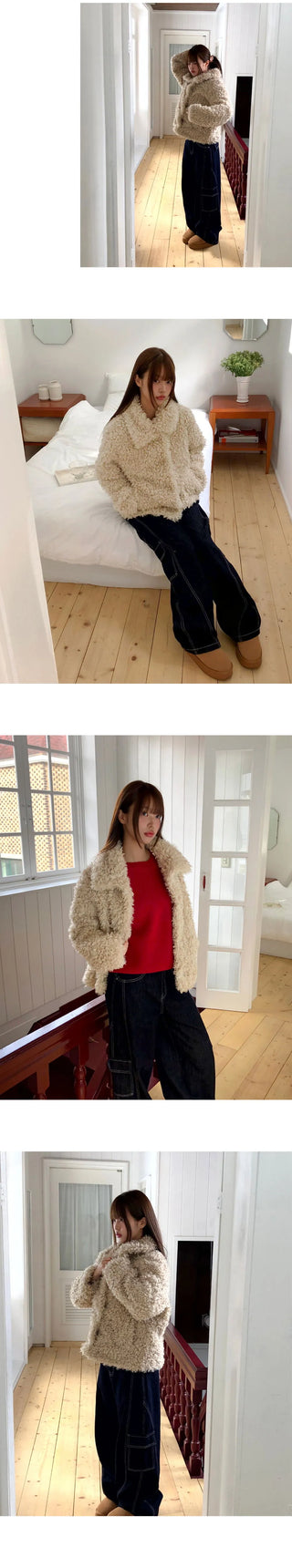 Piru Half Poodle Poggle Fur Coat Jacket