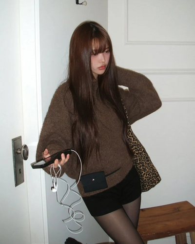 Lati Basic Wool Round Loose-fit Long Sleeve Knitwear