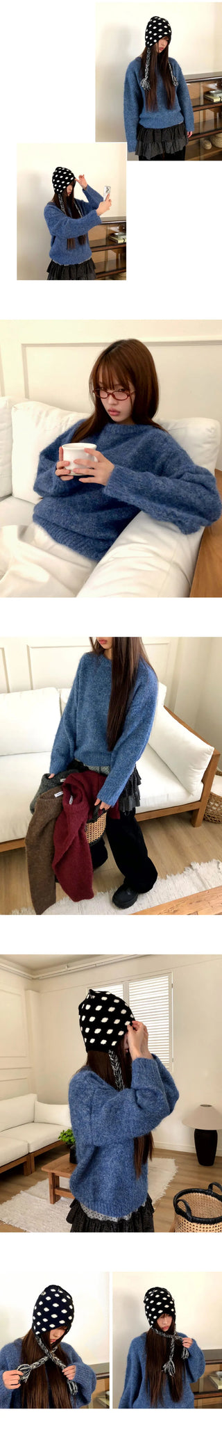 Lati Basic Wool Round Loose-fit Long Sleeve Knitwear