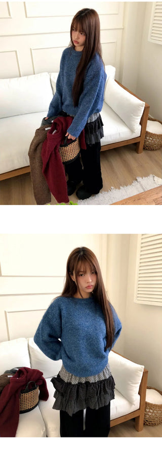 Lati Basic Wool Round Loose-fit Long Sleeve Knitwear