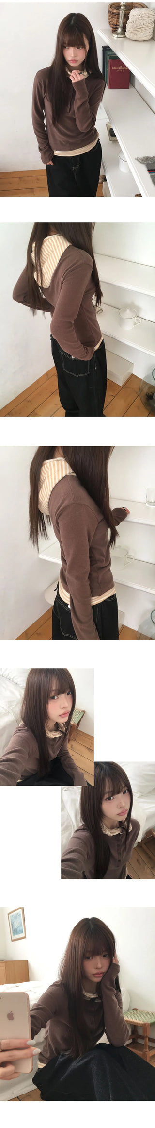 Gian high-neck two-tone fleece hooded sweatshirt