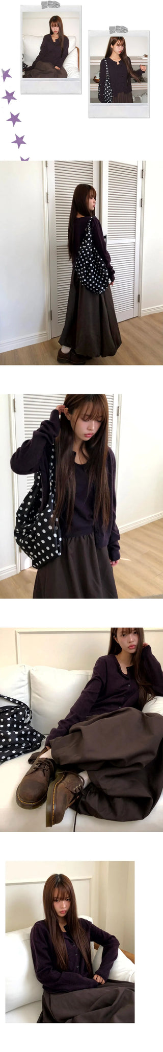 Cavill Round Button Long Sleeve Knitwear Sleeveless Cardigan Set