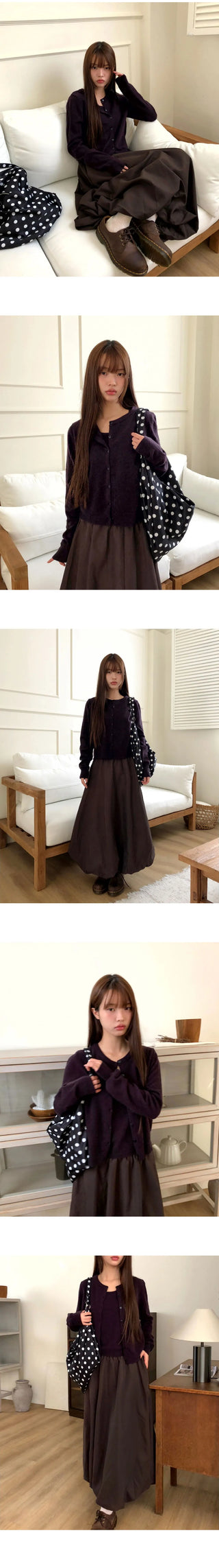 Cavill Round Button Long Sleeve Knitwear Sleeveless Cardigan Set