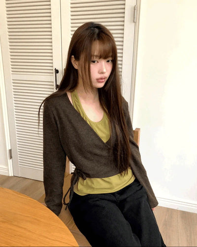 Multicolor Halter Sleeveless Strap Wrap Knitwear