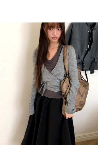 Multicolor Halter Sleeveless Strap Wrap Knitwear