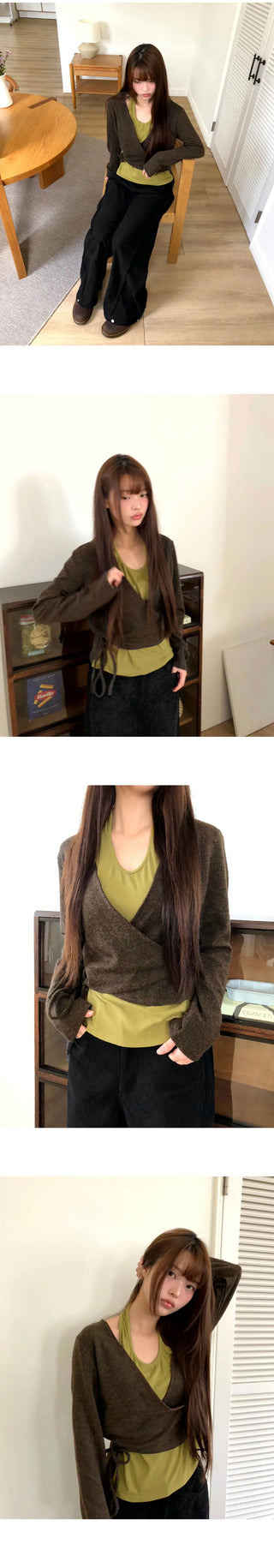 Multicolor Halter Sleeveless Strap Wrap Knitwear