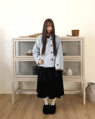 Ringsa double-breasted collar wool short coat