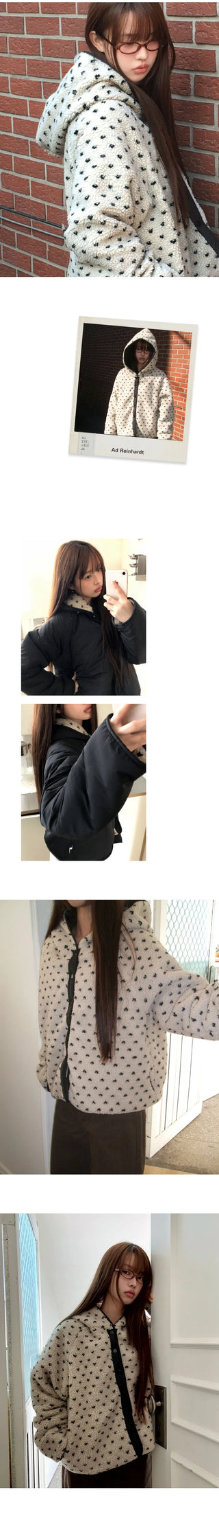 Bordeaux Dot Hooded Fleece Poggle Overfit Jacket